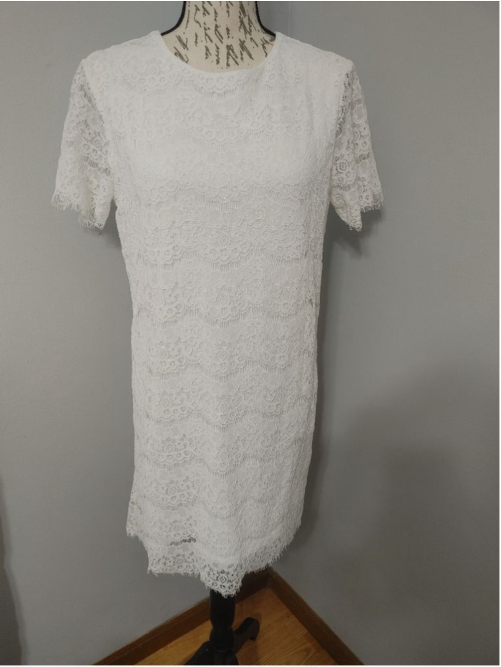 NWT Take Me to Brunch Women's Lulus Ivory Lace Short Sleeve Mini Dress M
